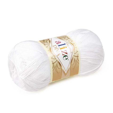 Włóczka Alize Diva - mikrofibra - 100g - biały (55)
