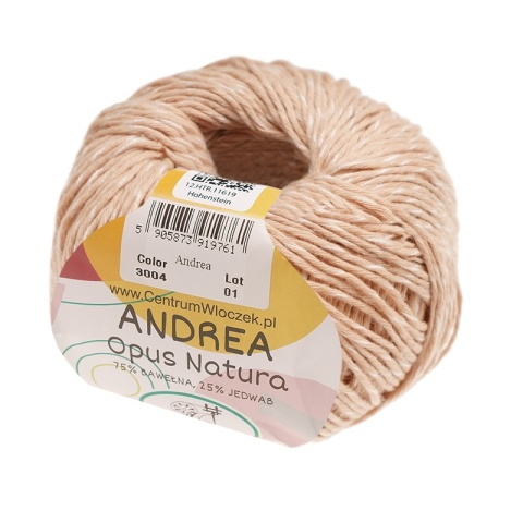 Włóczka Andrea bawełna + jedwab - karmelowy (3004)