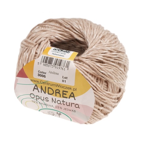 Włóczka Andrea bawełna + jedwab - beż (3006)